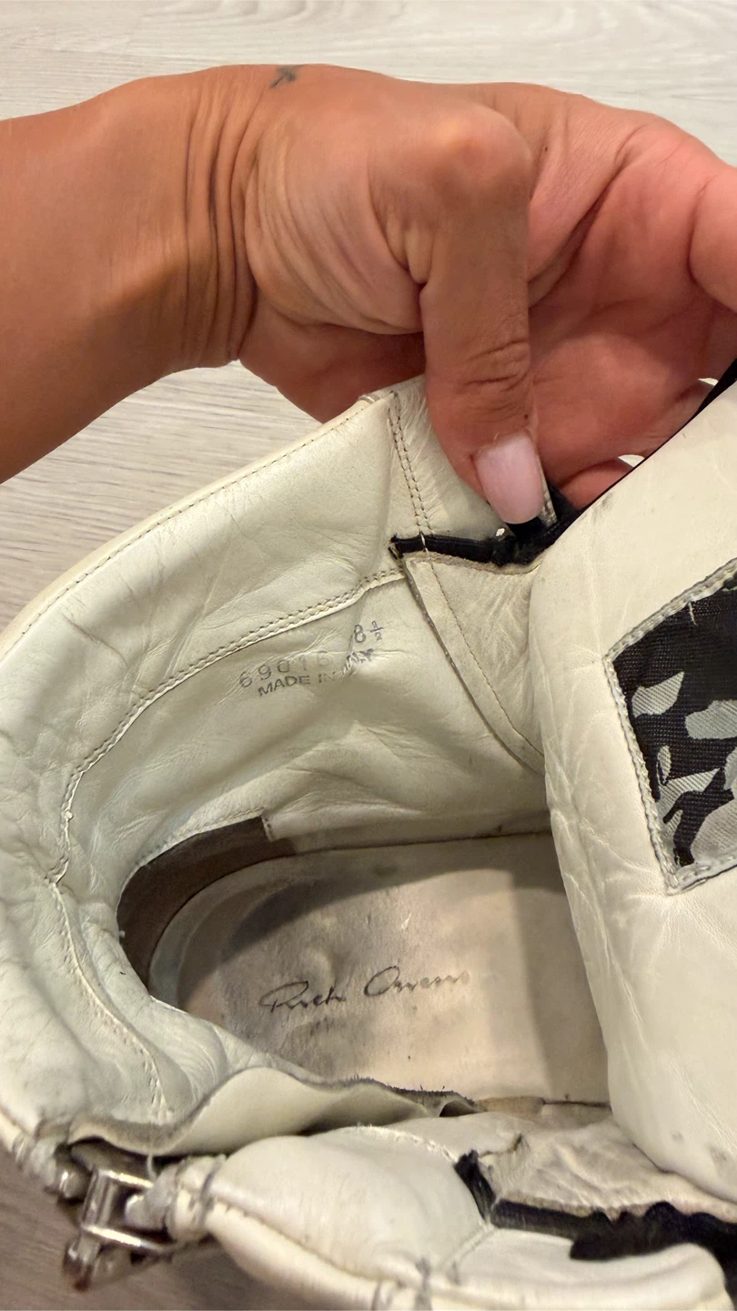Rick Owens High Top geobasket Sneakers White Leather - photo 3