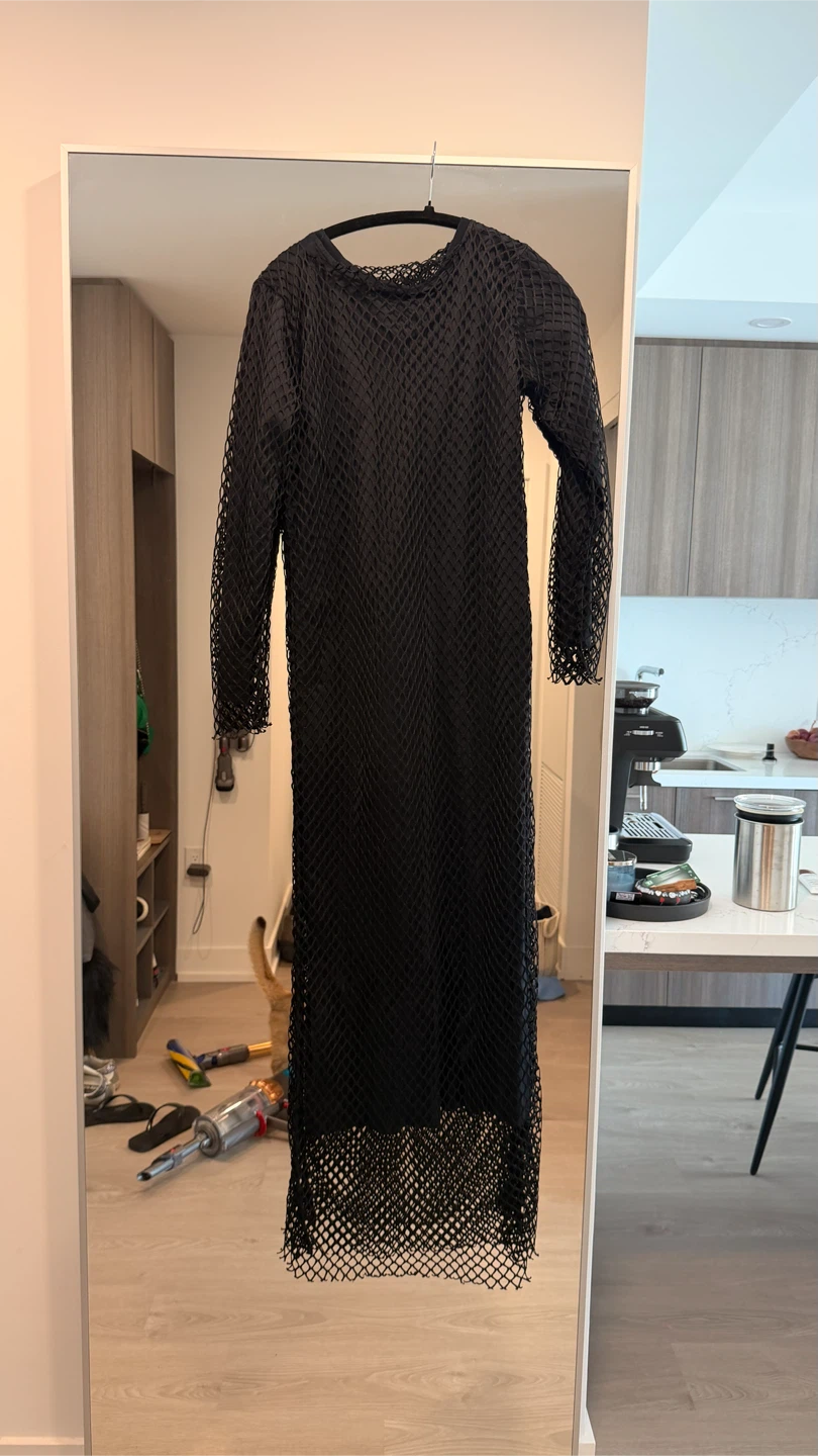 Marques Almeida Black Mesh Maxi Dress