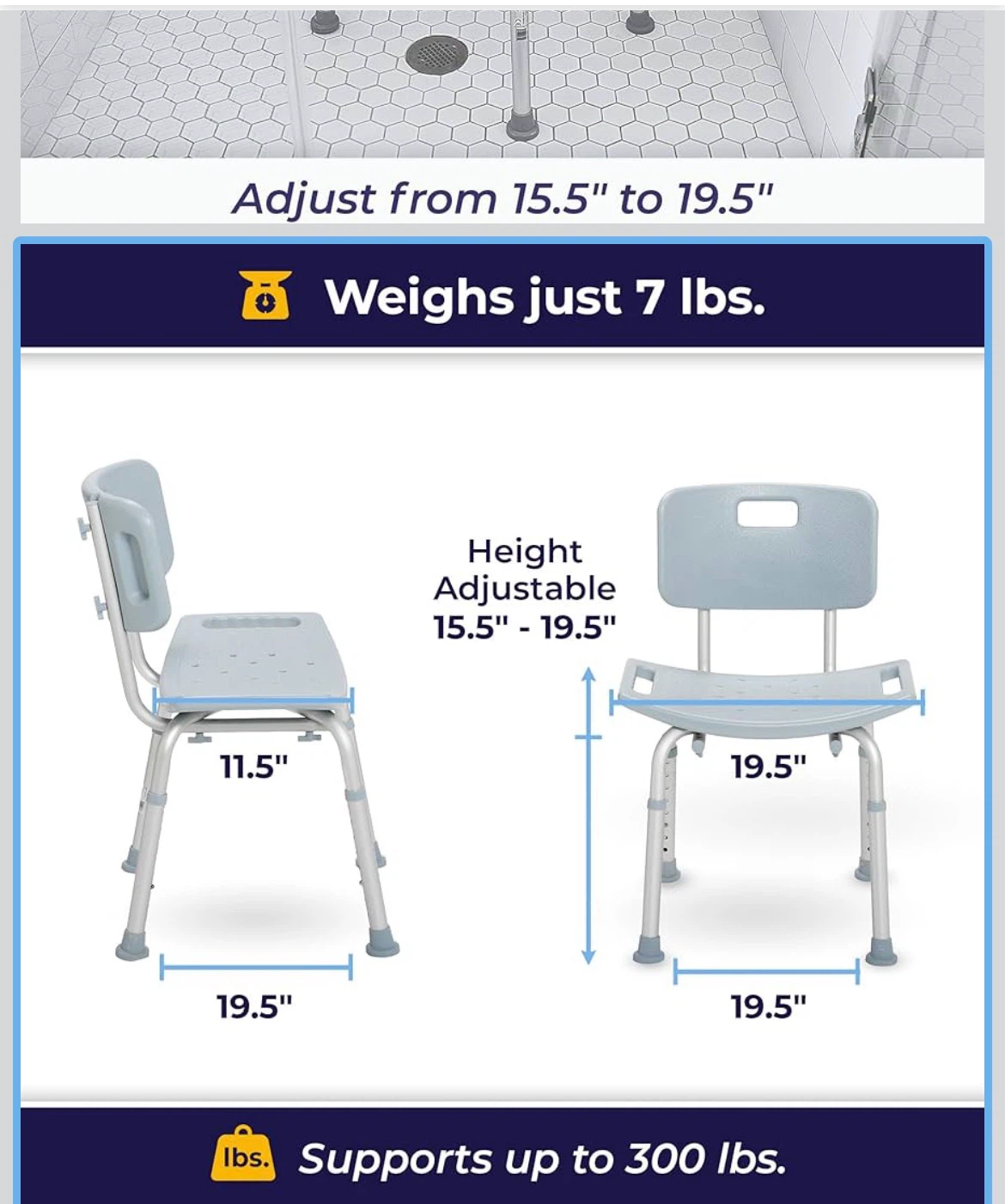 Shower Chair with Back - photo 2