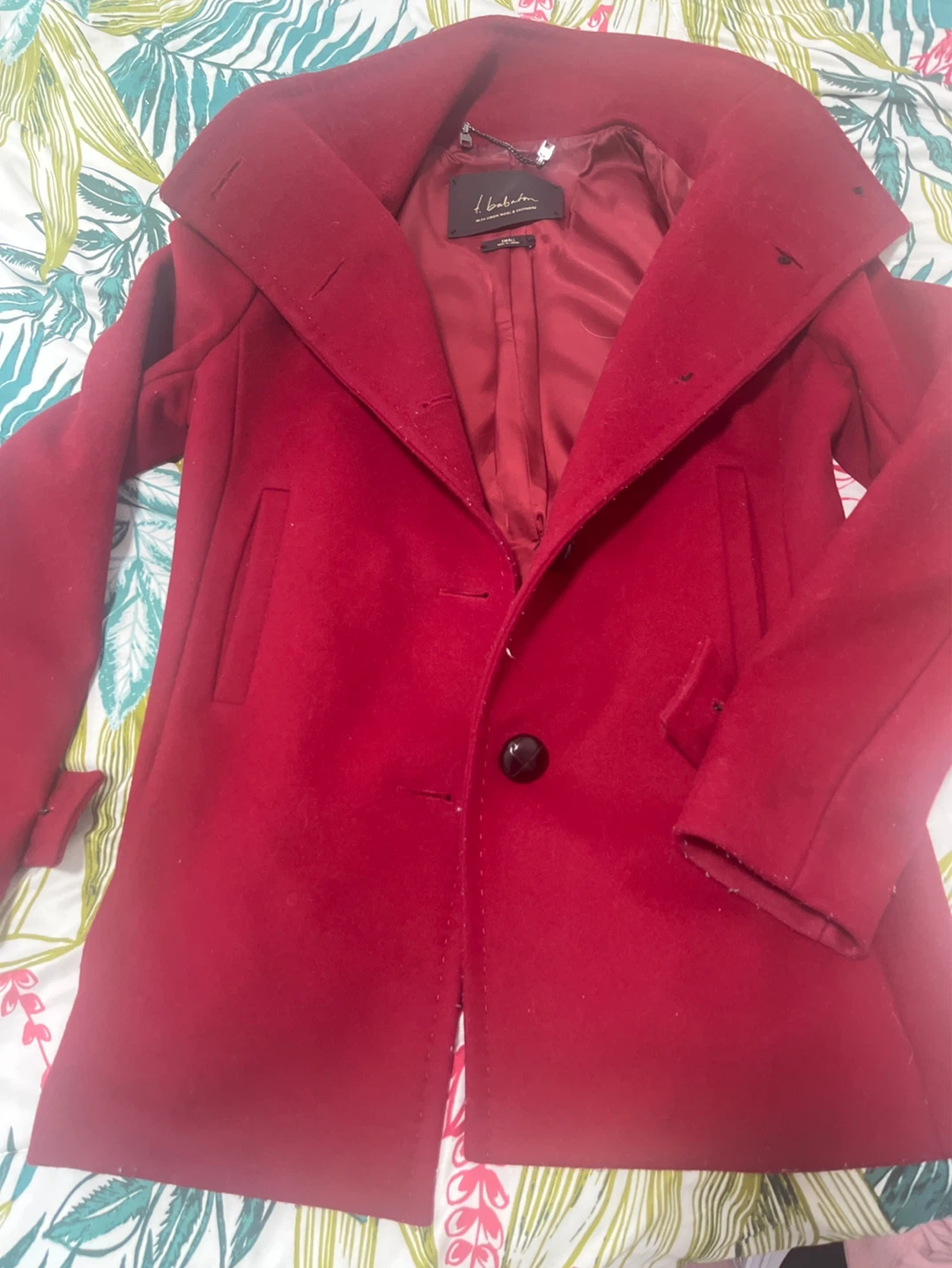 T. Babaton Wool & Cashmere Coat - Red, Size Small - photo 3