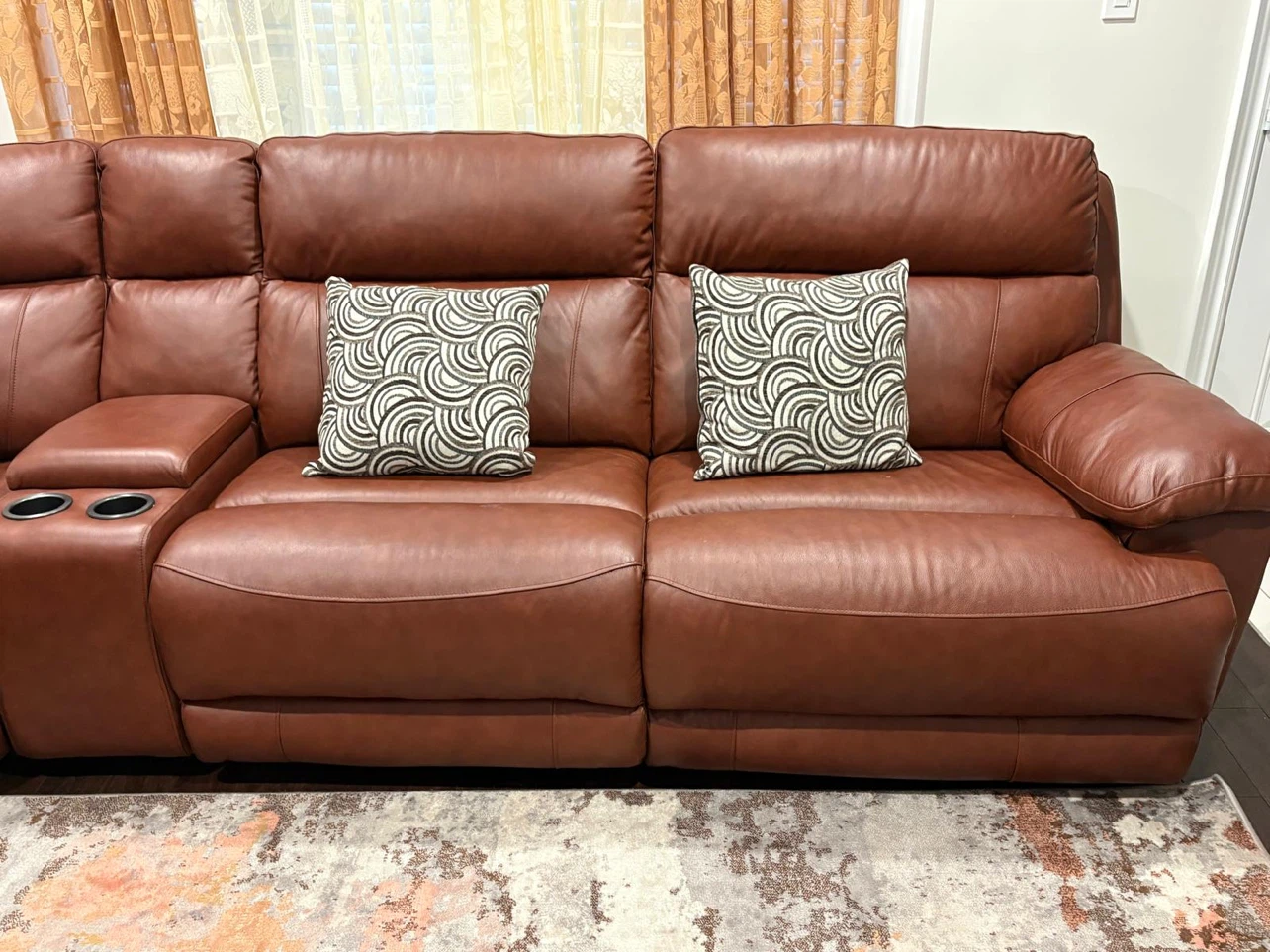 Brown Leather Sectional Sofa with Power Recliners - photo 3