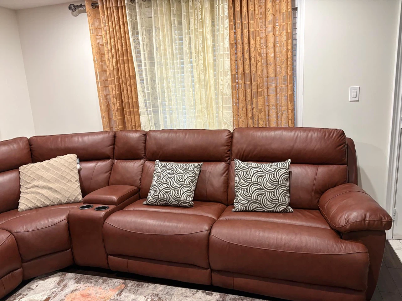 Brown Leather Sectional Sofa with Power Recliners - photo 4