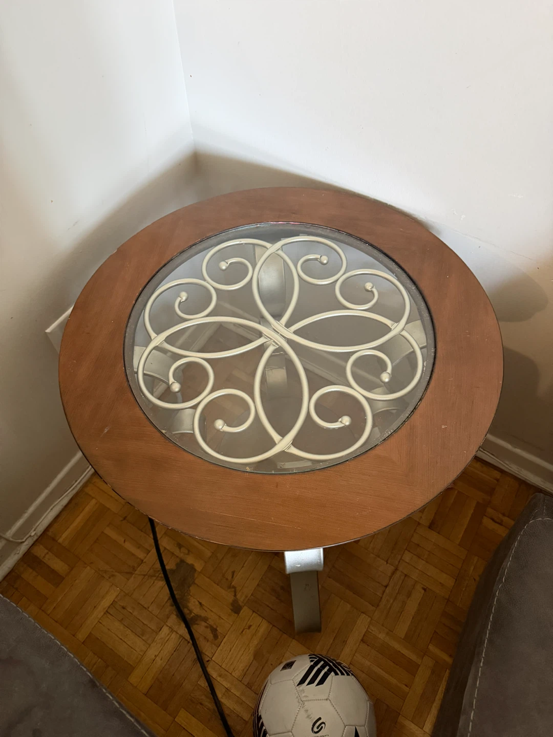 Round Accent Table with Glass Top