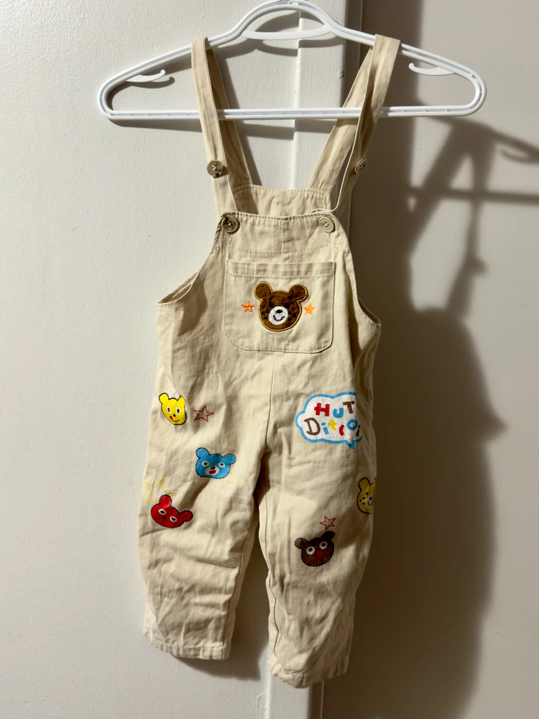 Kids' Beige Bear Overalls - photo 2