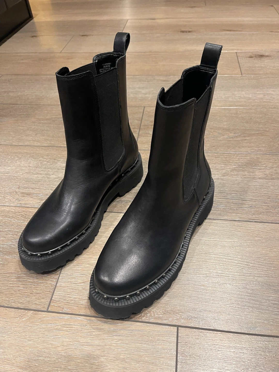 Black Chelsea Boots with Studded Sole