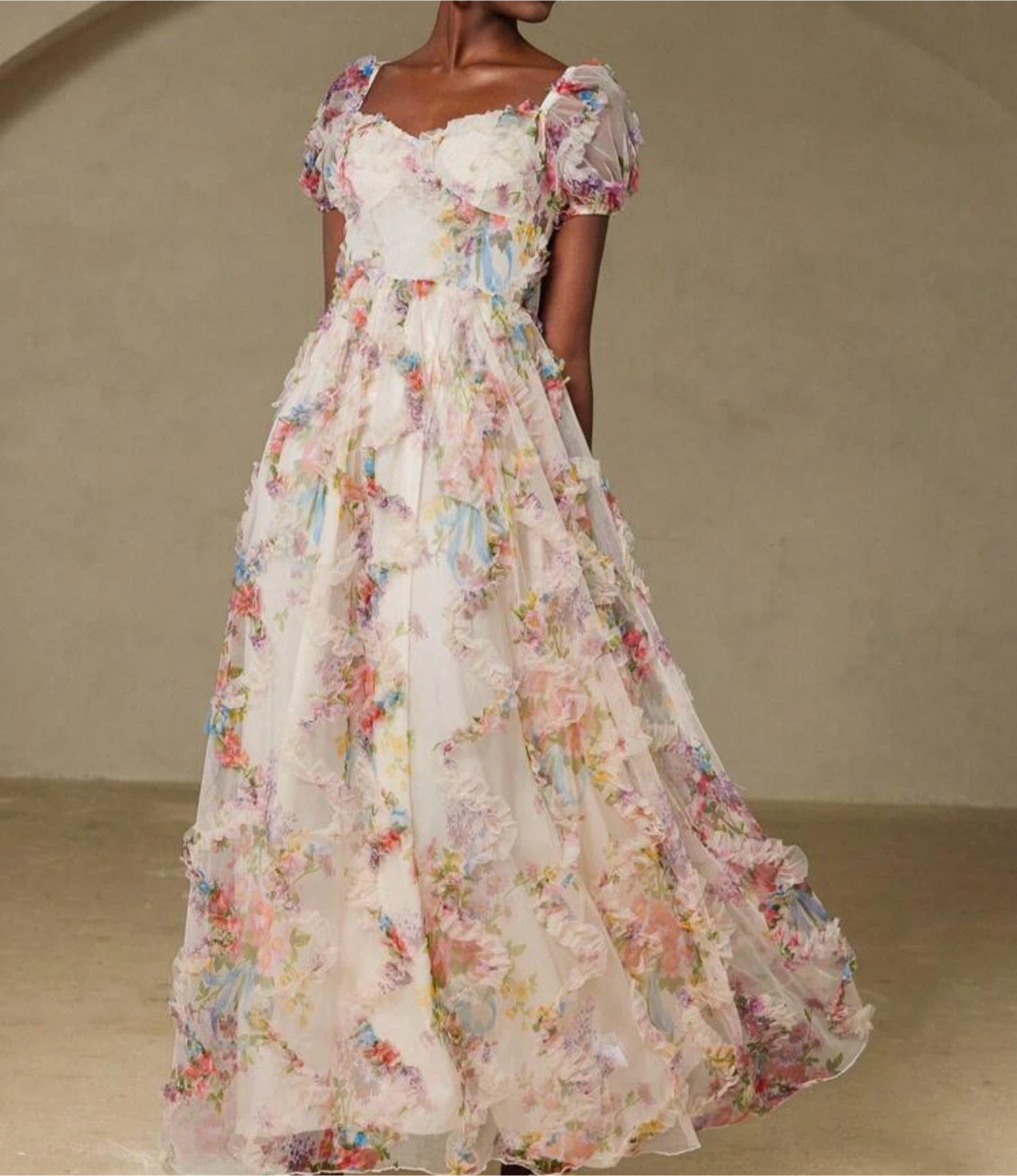 Floral Puff Sleeve Maxi Dress