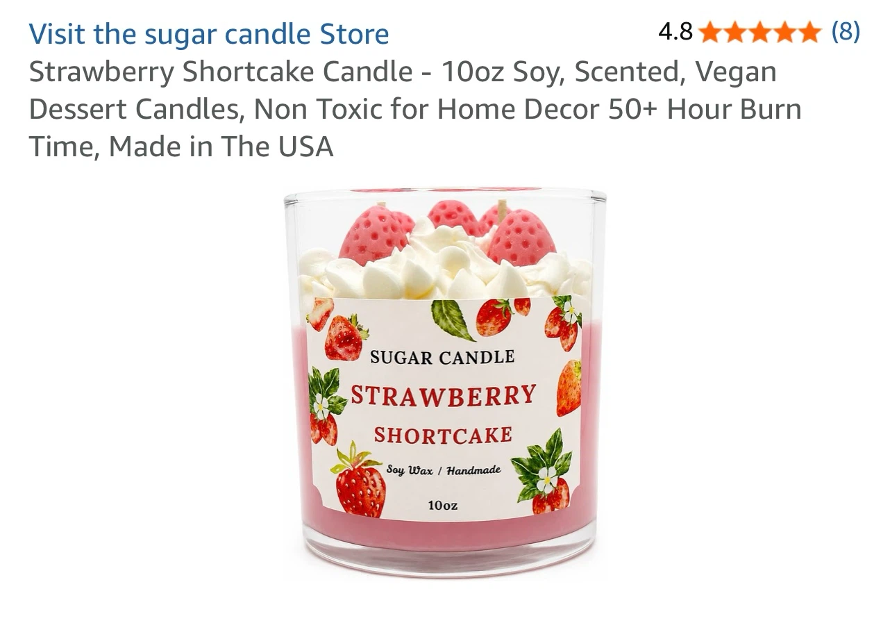 Sugar Candle Strawberry Shortcake 10oz Soy Candle - photo 2