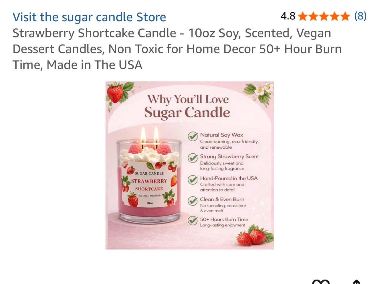 Sugar Candle Strawberry Shortcake 10oz Soy Candle - photo 3