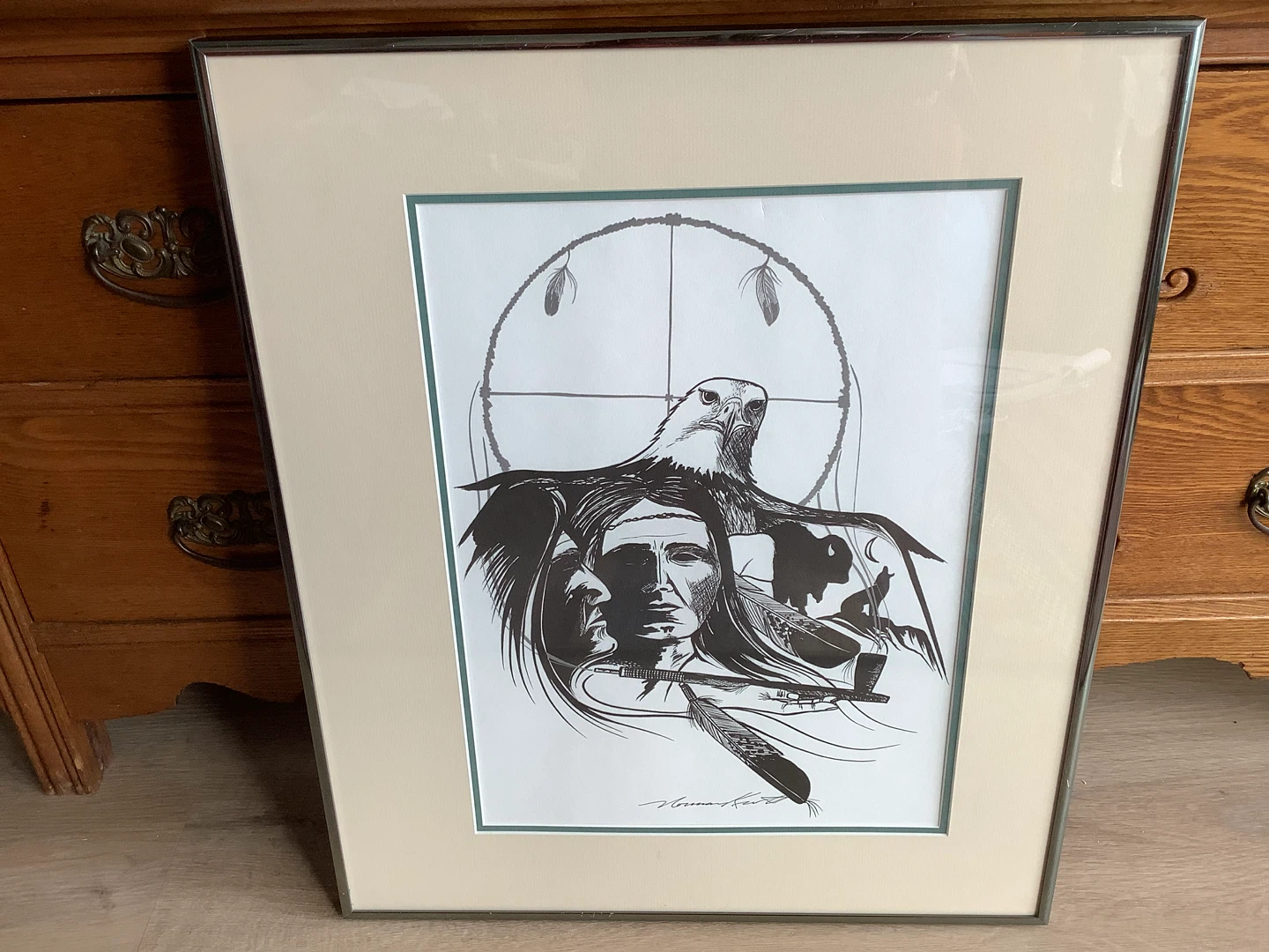 Ojibway Artist Norman Knott’s Lg Black & White Print 🐞