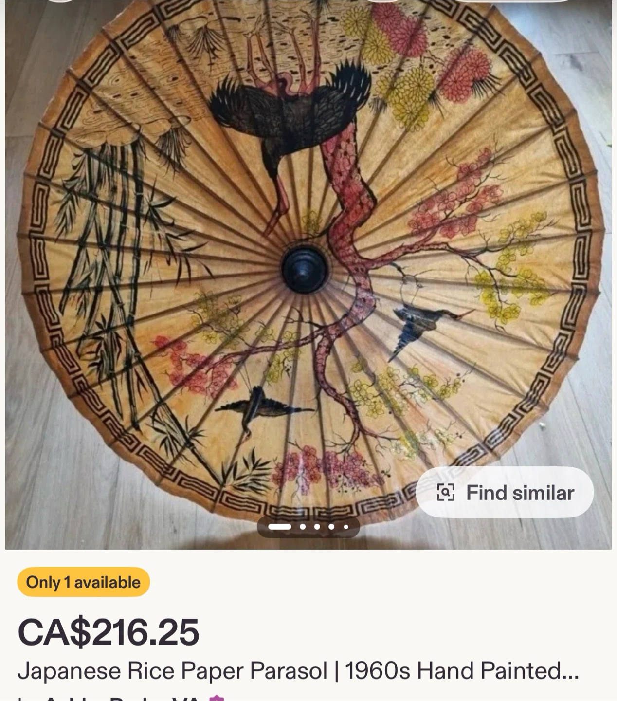 Hand-Painted Japanese Rice Paper Parasol - photo 4