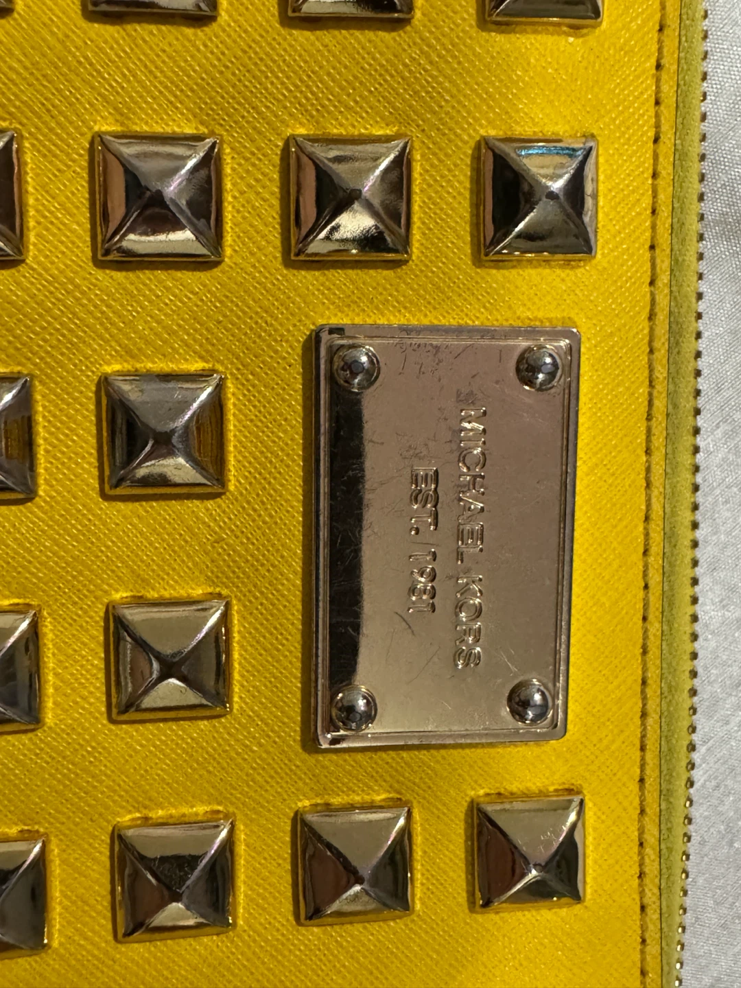 Michael Kors Studded Yellow Zip Around Wallet - photo 4