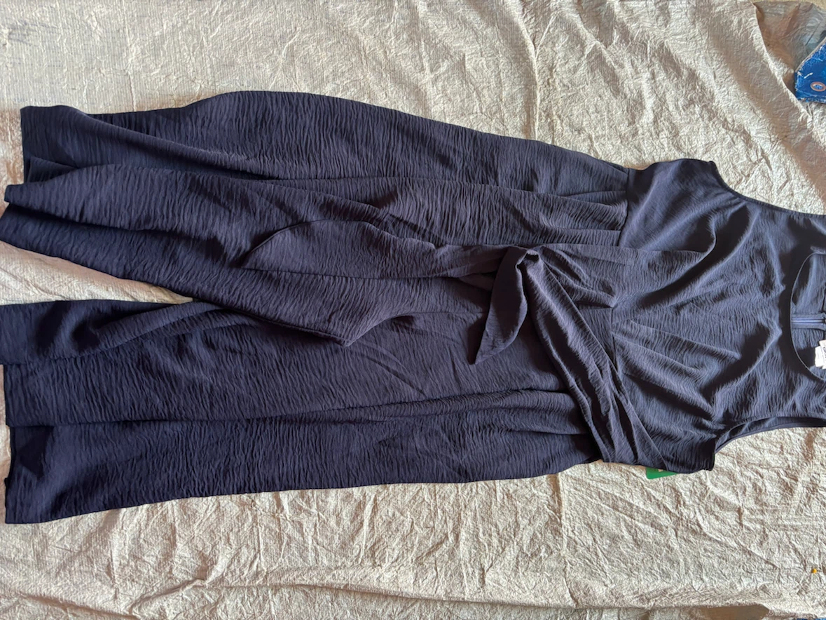 DKNY Navy Textured Jumpsuit XL/TG