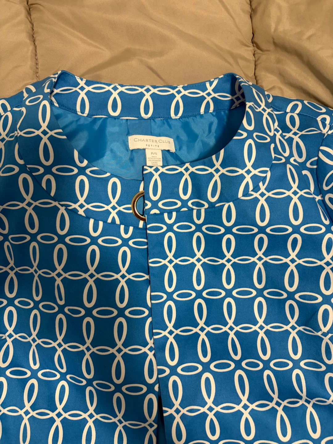 Charter Club Blue Geometric Print Blazer Jacket - photo 2