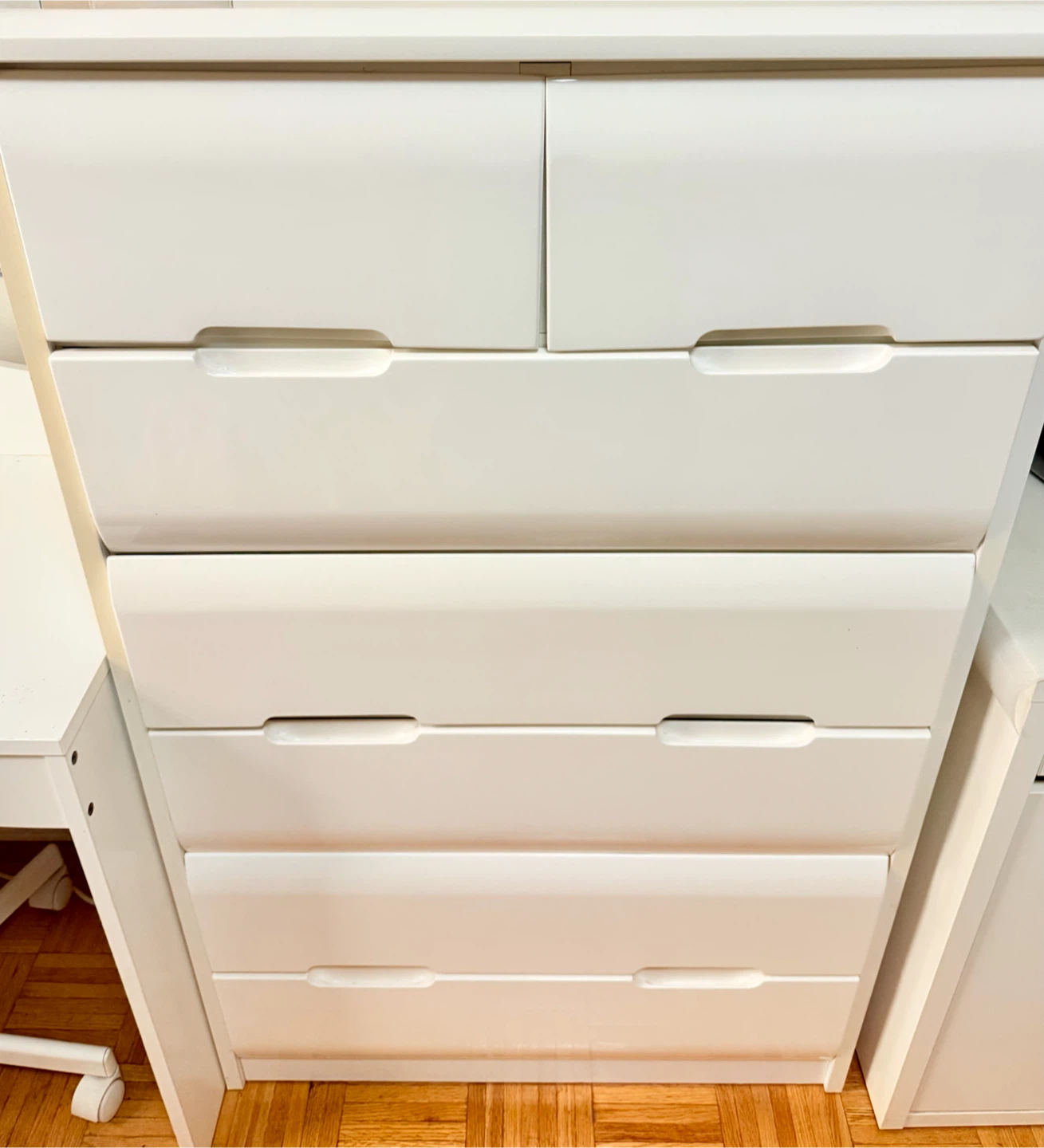 White Dresser and White Study Table & Chair