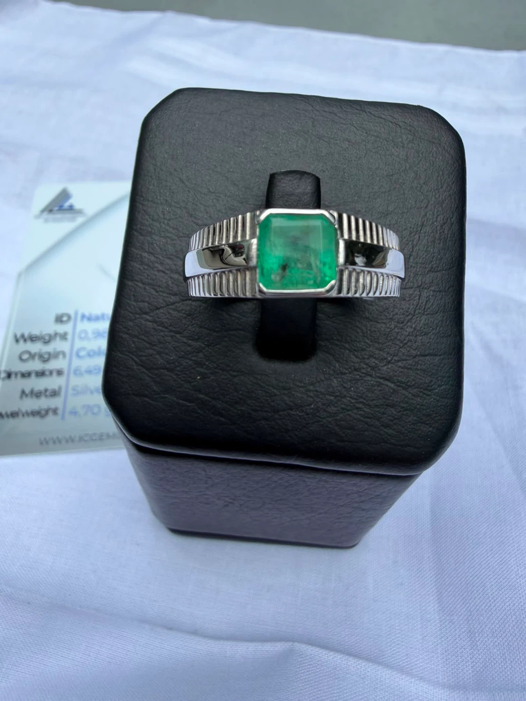 Men's Silver Emerald Ring