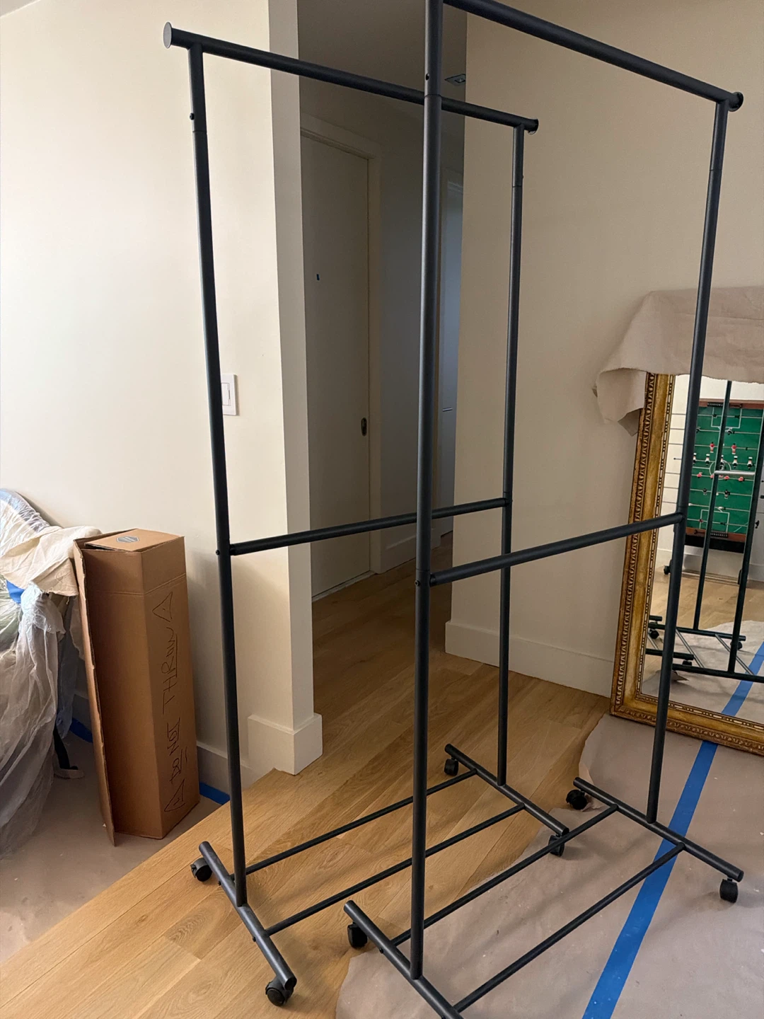 Black Double Bar Rolling Garment Rack
