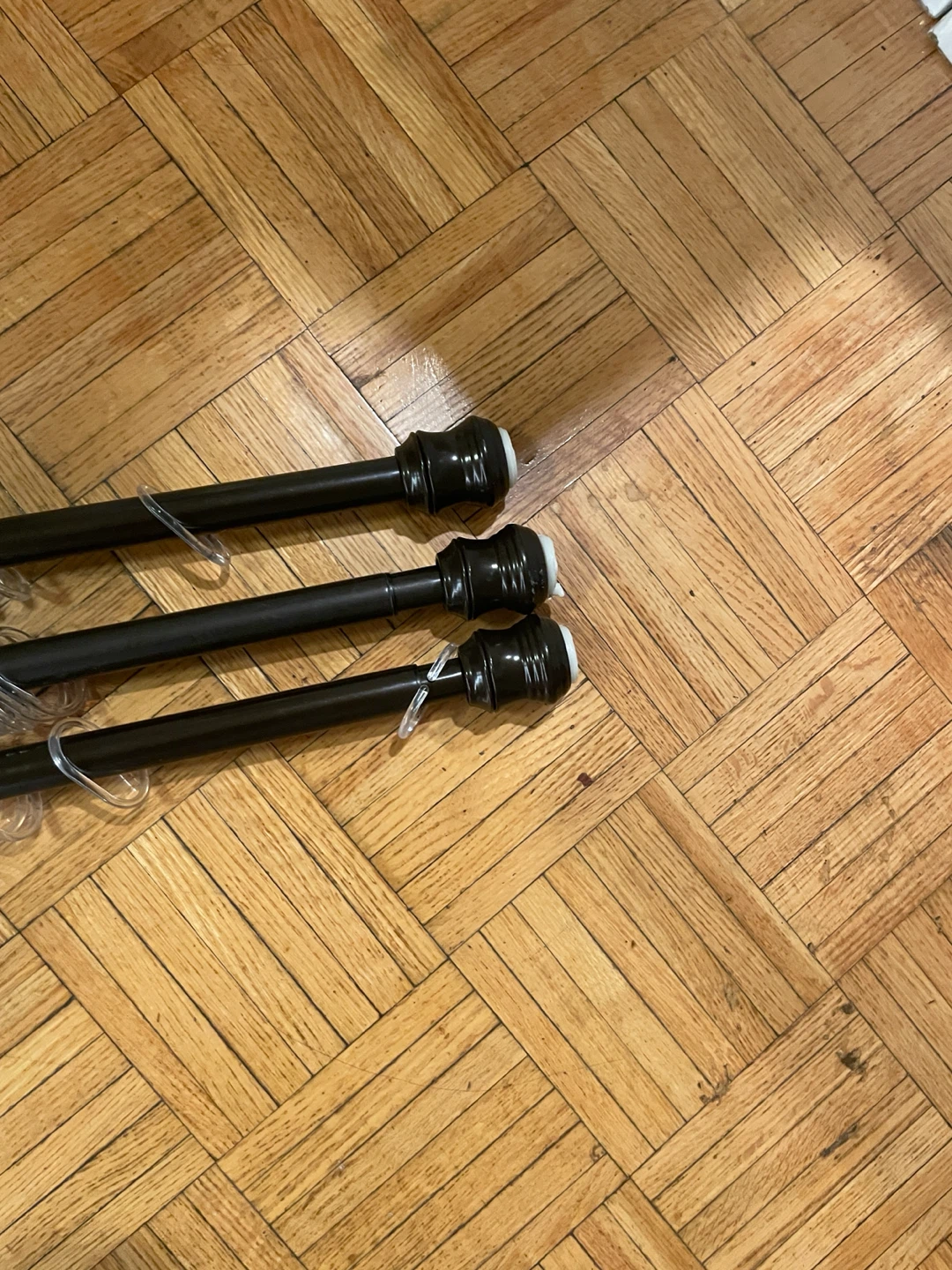Set of 3 Black Curtain Rods