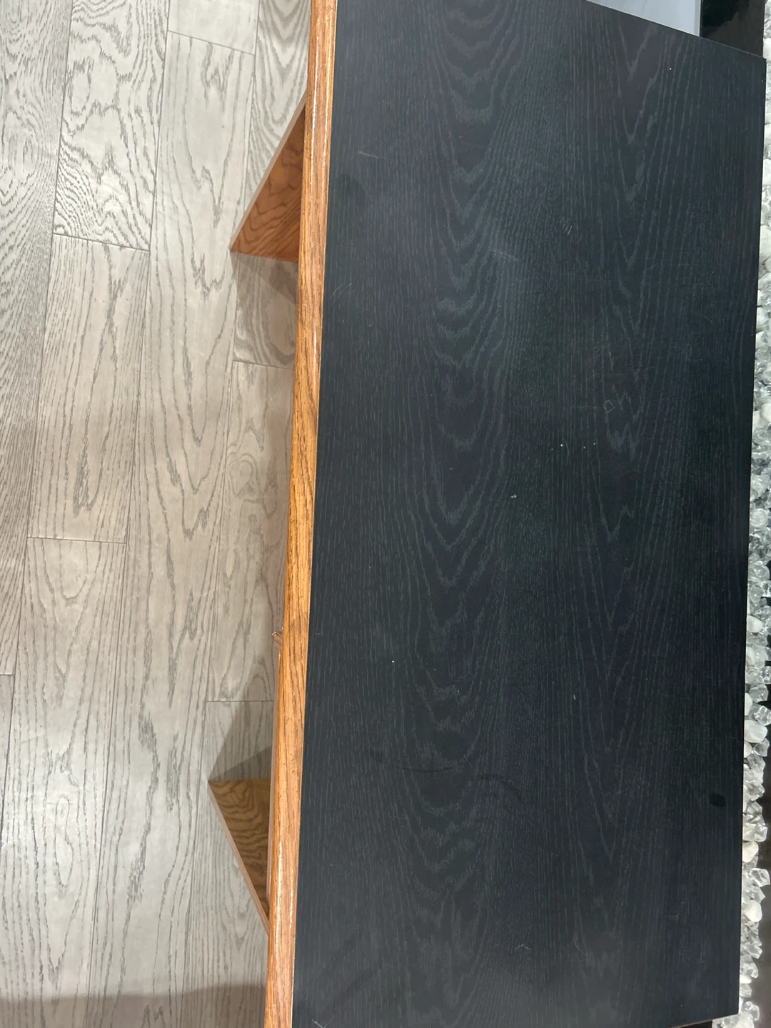 Oak and Black Laminate Desk with Storage Shelf - photo 2