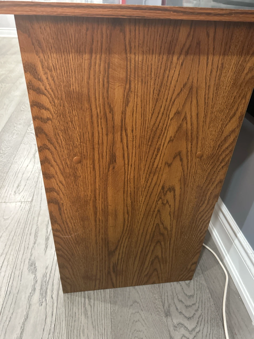 Oak and Black Laminate Desk with Storage Shelf - photo 3
