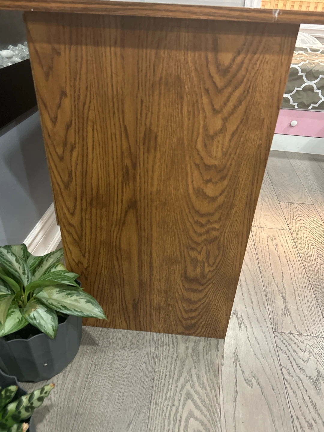 Oak and Black Laminate Desk with Storage Shelf - photo 4