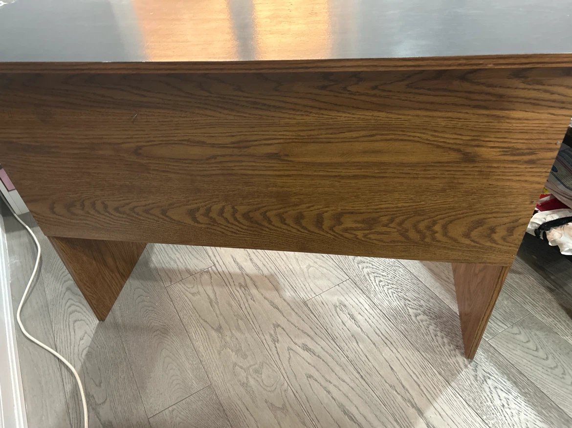 Oak and Black Laminate Desk with Storage Shelf - photo 5