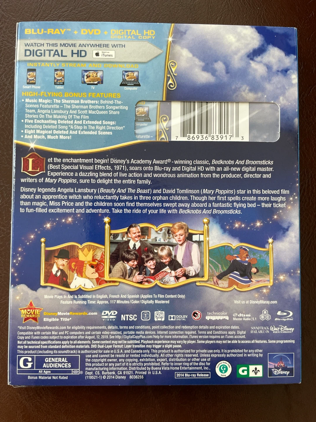 Disney’s Bedknobs & Broomsticks Blu Ray With Slipcover *New - photo 3