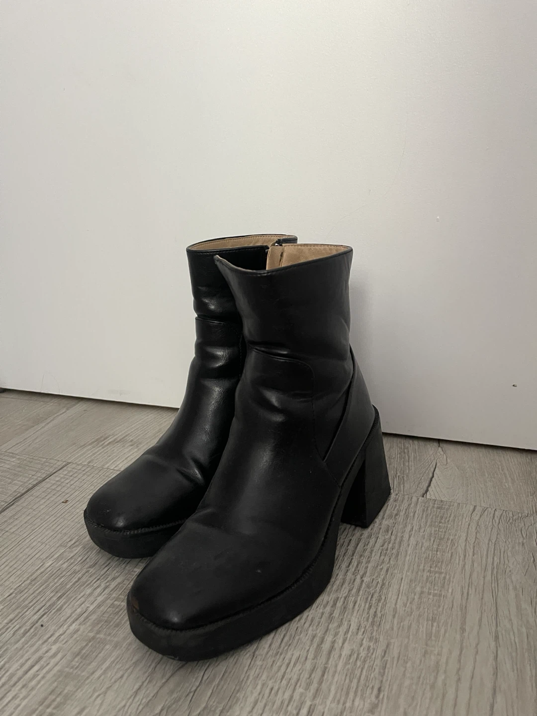 Black Platform Chunky Heel Ankle Boots