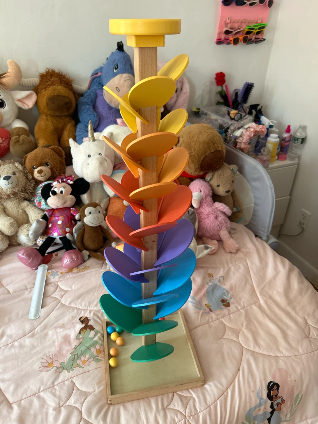 Wooden Rainbow Marble Run musical Toy