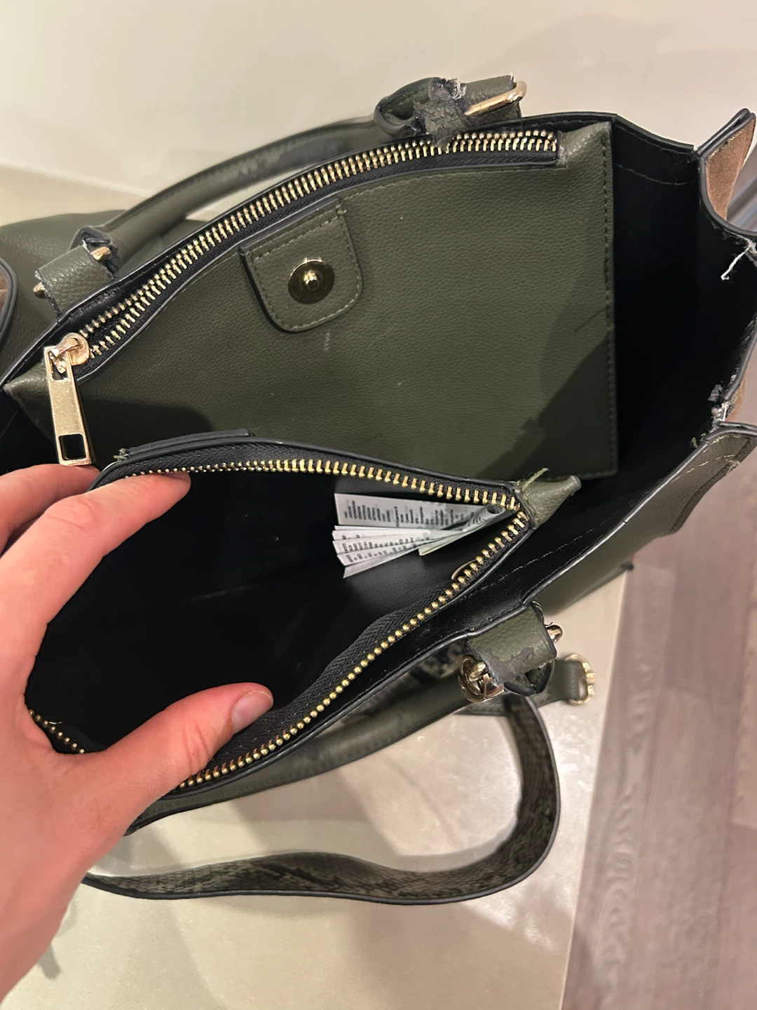 ALDO Green Faux Leather Satchel Handbag with Tassel - photo 2