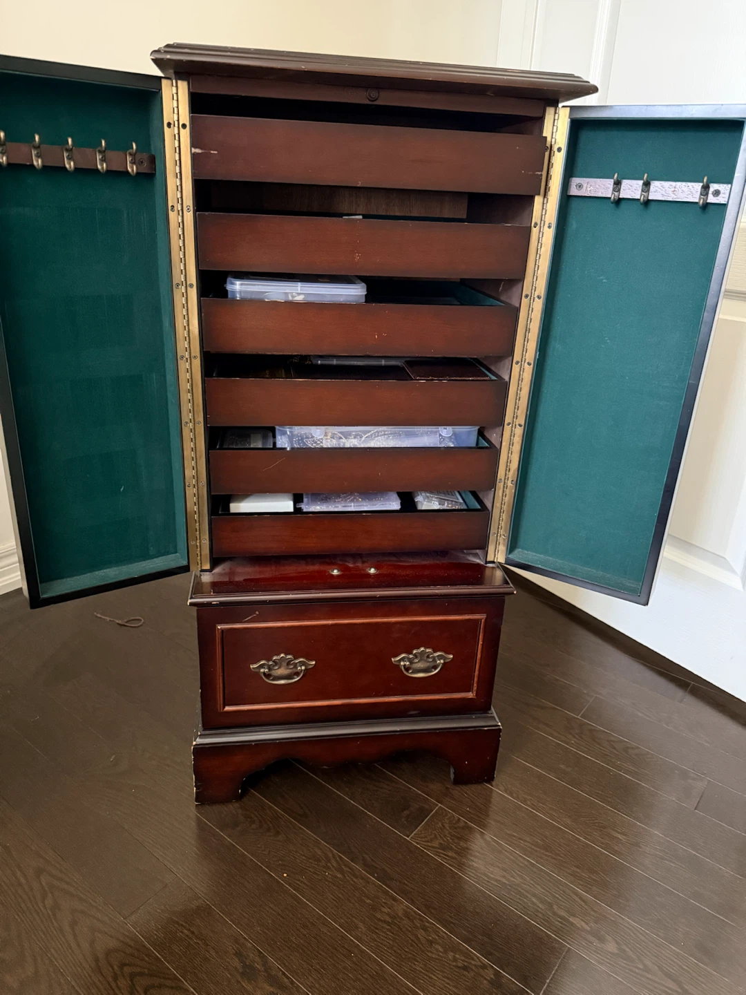 Bombay company jewelry cabinet with drawer and hooks. - photo 2