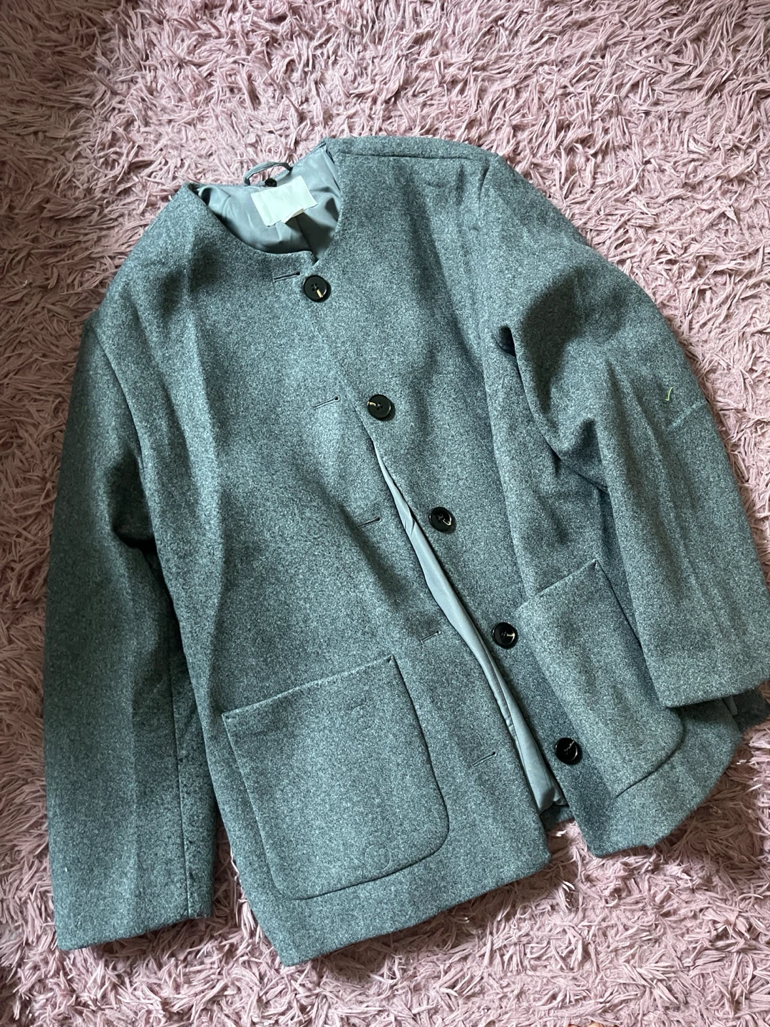 H&M Gray Collarless Button-Up Jacket - photo 3