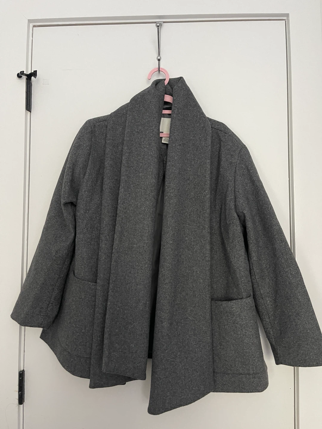 H&M Gray Collarless Button-Up Jacket