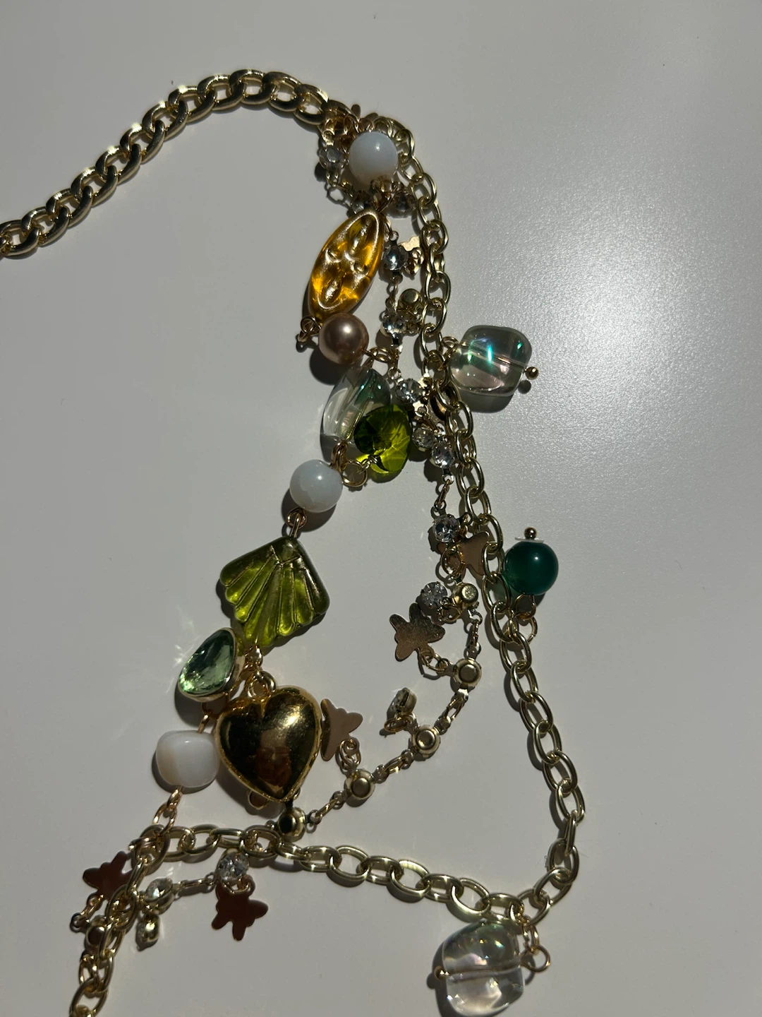 Gold-tone Butterfly & Bead Charm Necklace - photo 3
