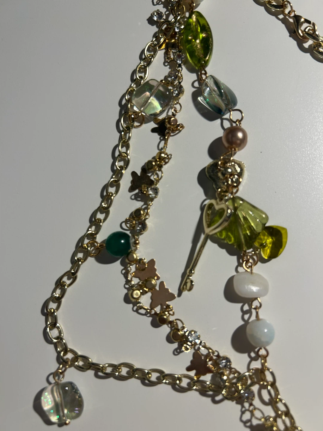 Gold-tone Butterfly & Bead Charm Necklace - photo 4