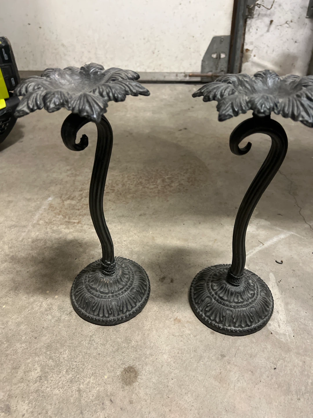 Pair of Ornate Metal Candle Holders
