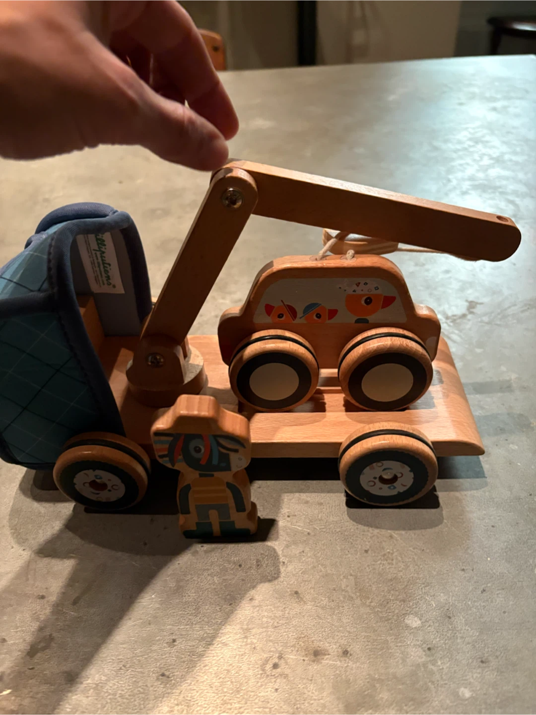 Wooden Toy Truck with Crane and Figure - photo 2