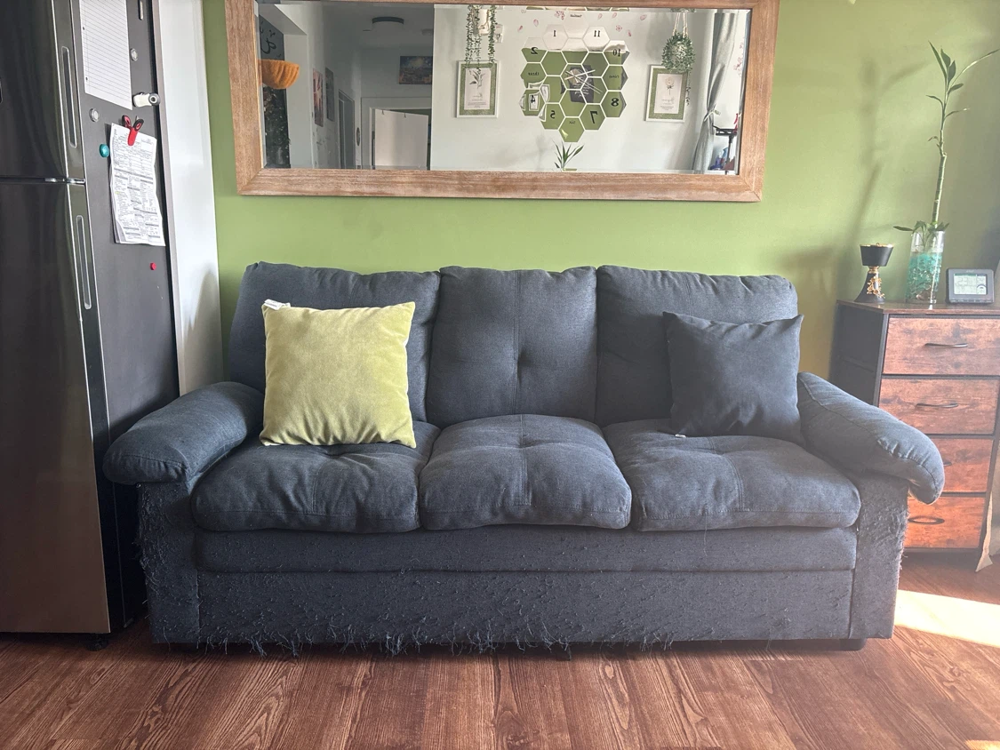 Dark Grey Sofa with Pillows