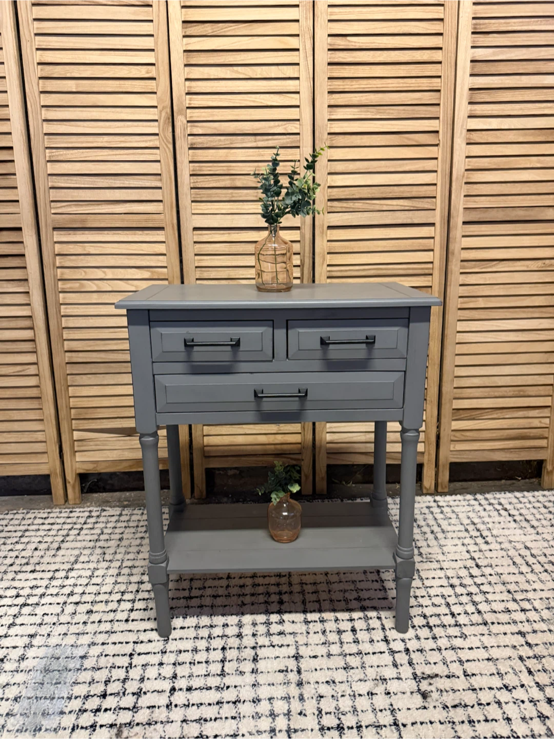 Gray entry way table