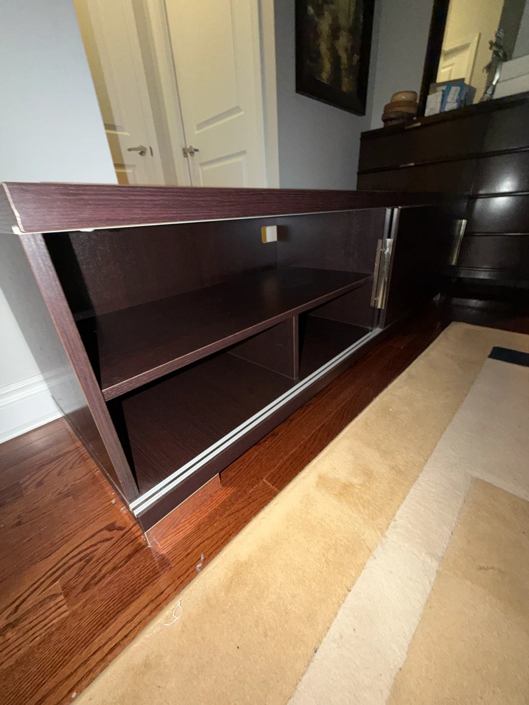 TV Stand with sliding glass and wood doors - photo 3