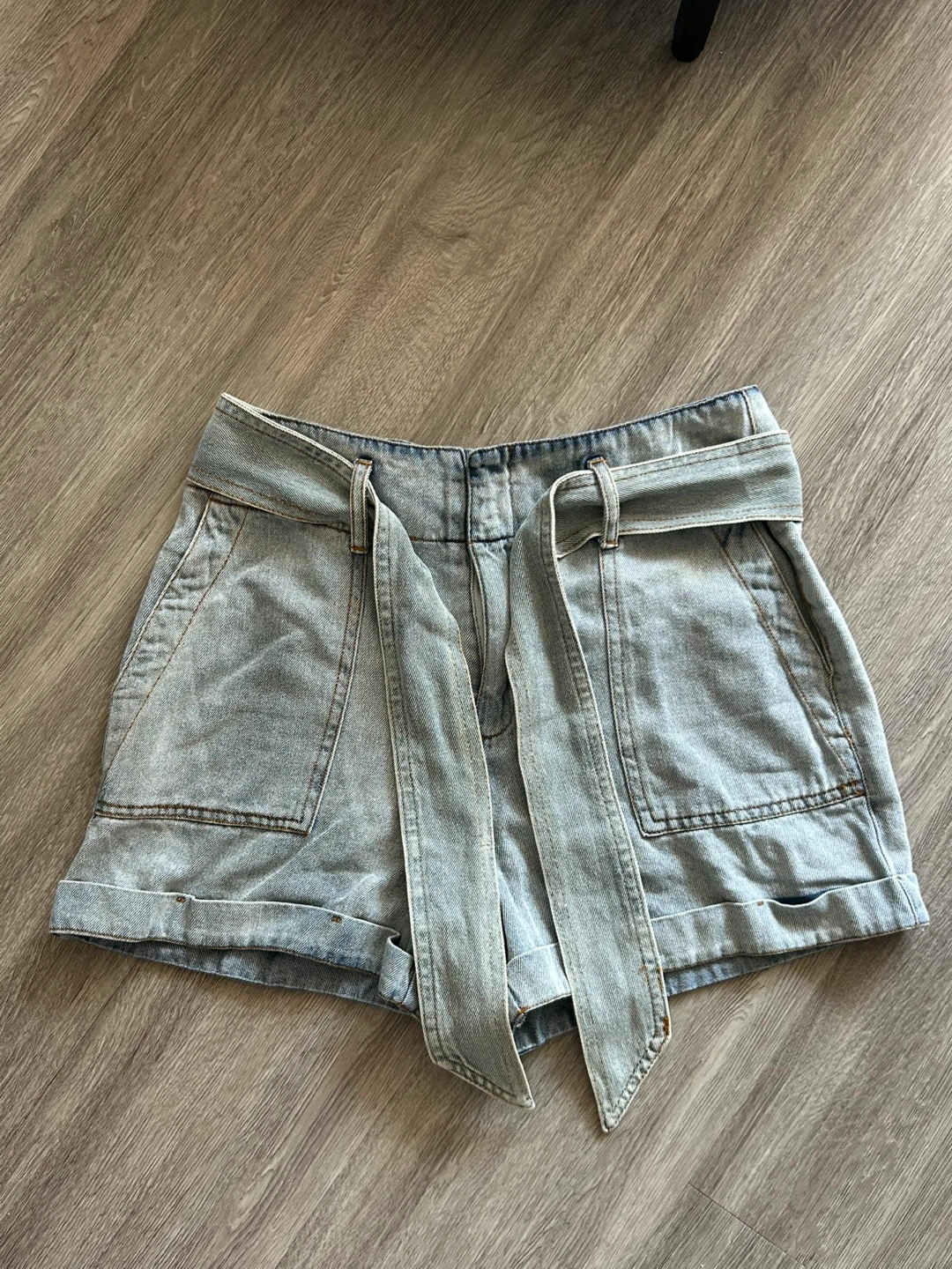 Light Wash Denim Shorts with Belt