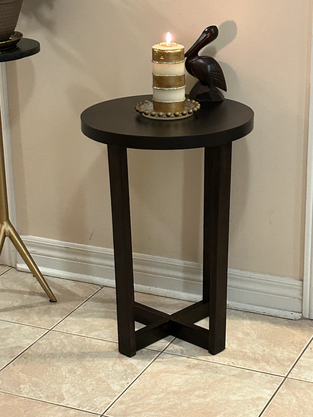 Dark Wood Round Side Table