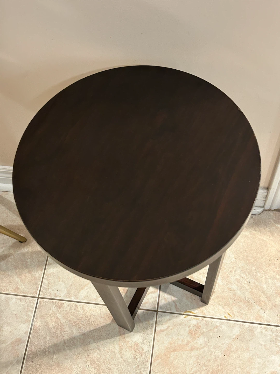 Dark Wood Round Side Table - photo 3