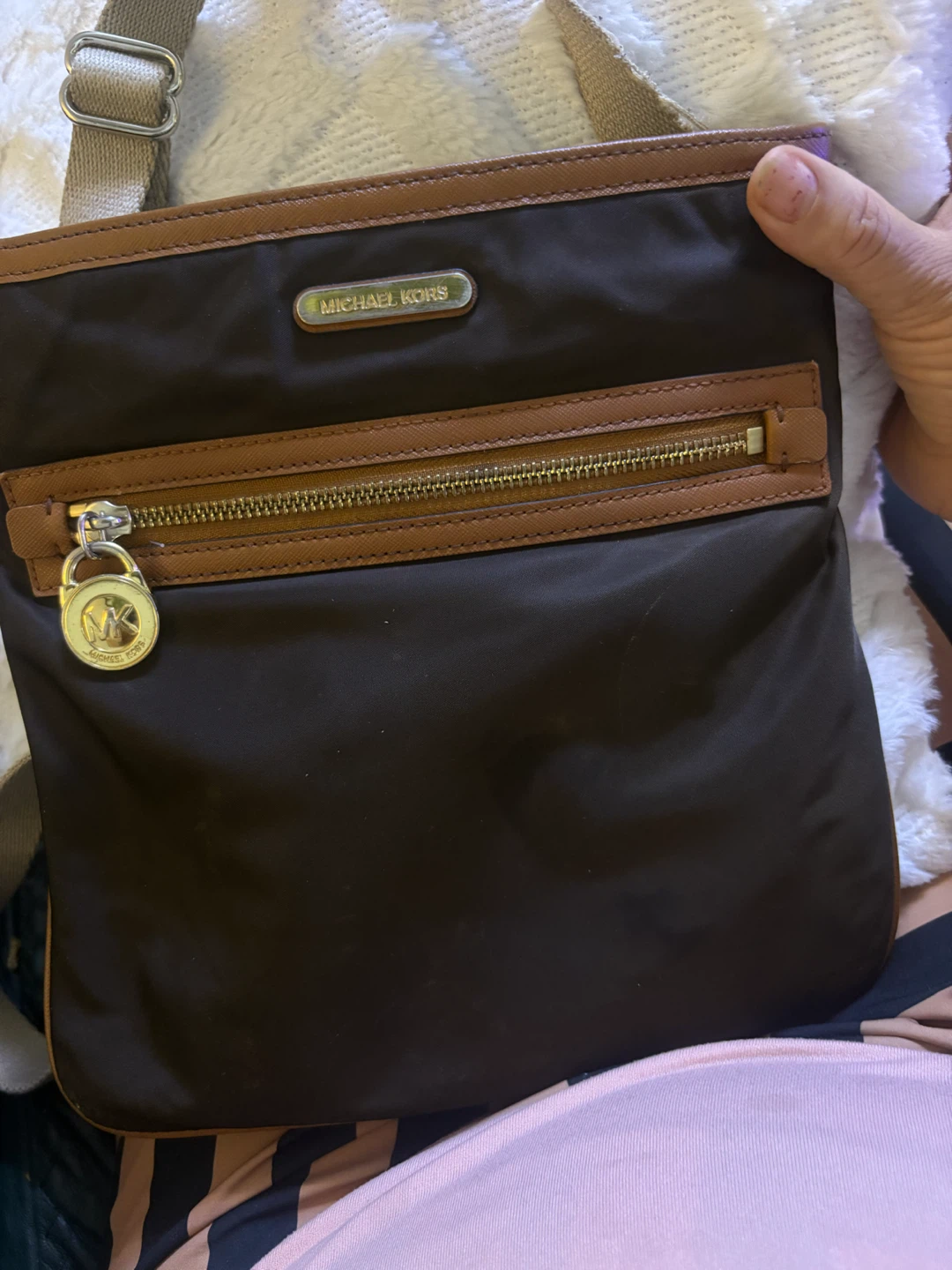Michael Kors Brown Nylon Crossbody Bag