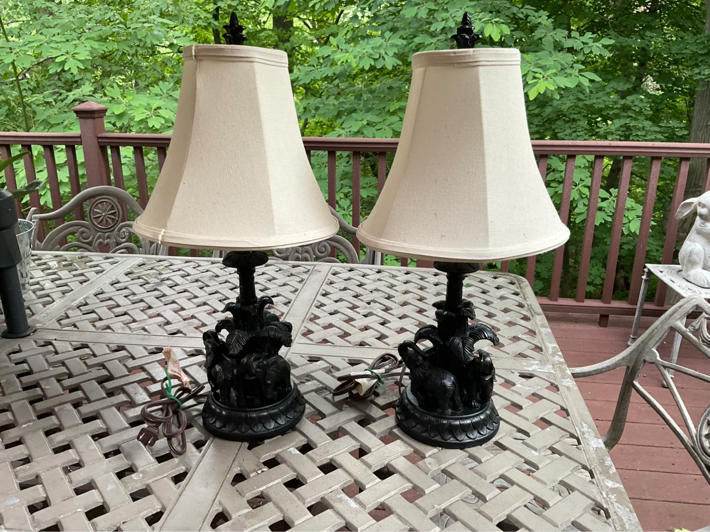 Vintage Elephant and Palm Tree Lamps