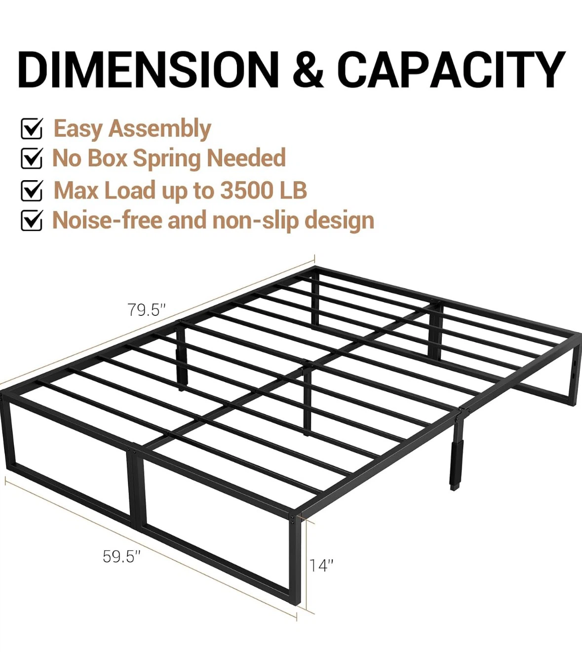 Black Metal Bed Frame and mattress