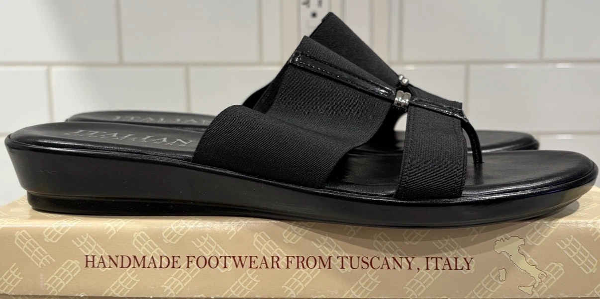 Women’s Italian Shoemakers Curl Black Stretch Comfort Sandals