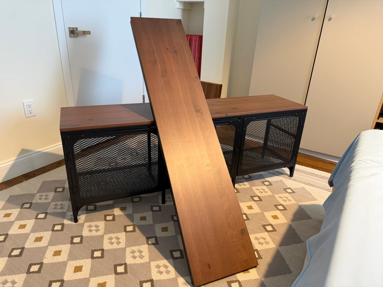 Industrial style tv stand with mesh doors - photo 4