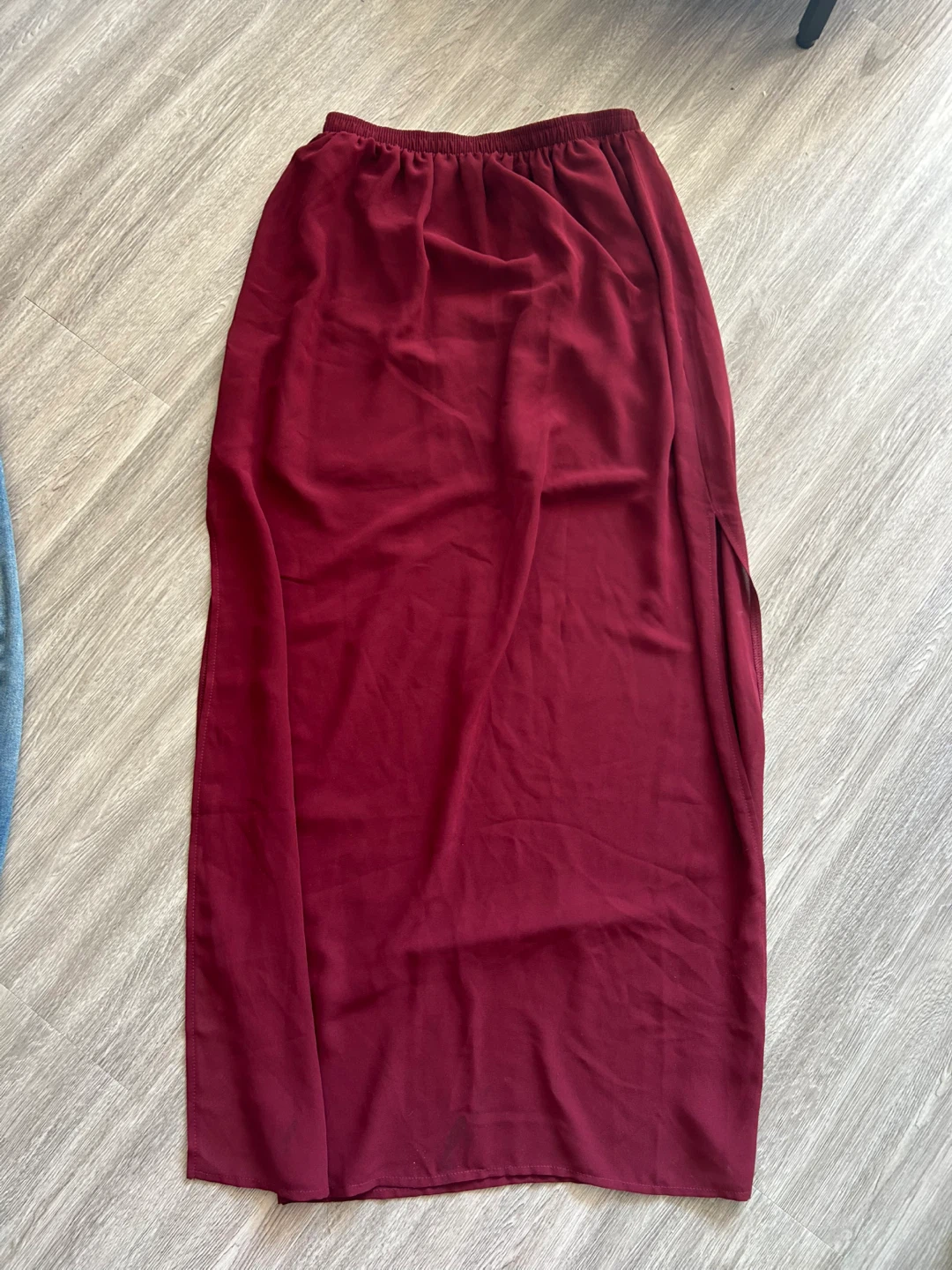 Red Maxi Skirt with Slit