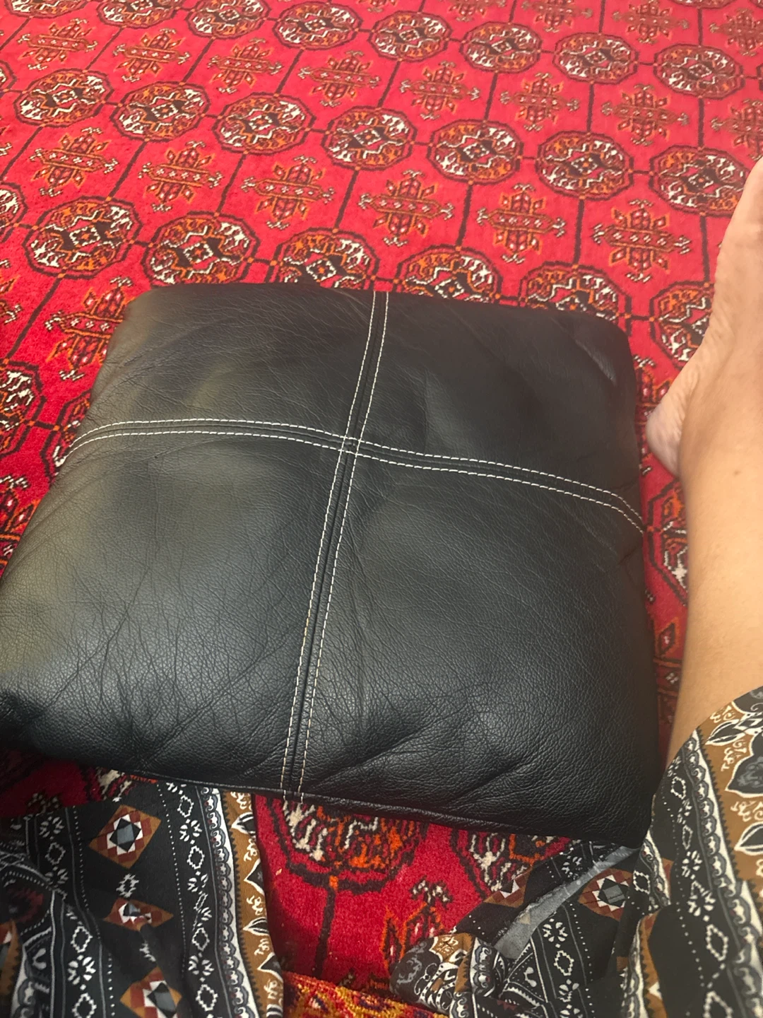 Black Faux Leather Square Cushion - photo 3