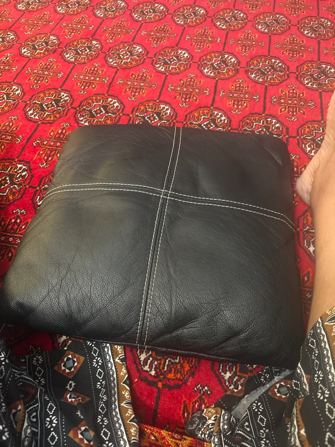 Black Faux Leather Square Cushion - photo 4